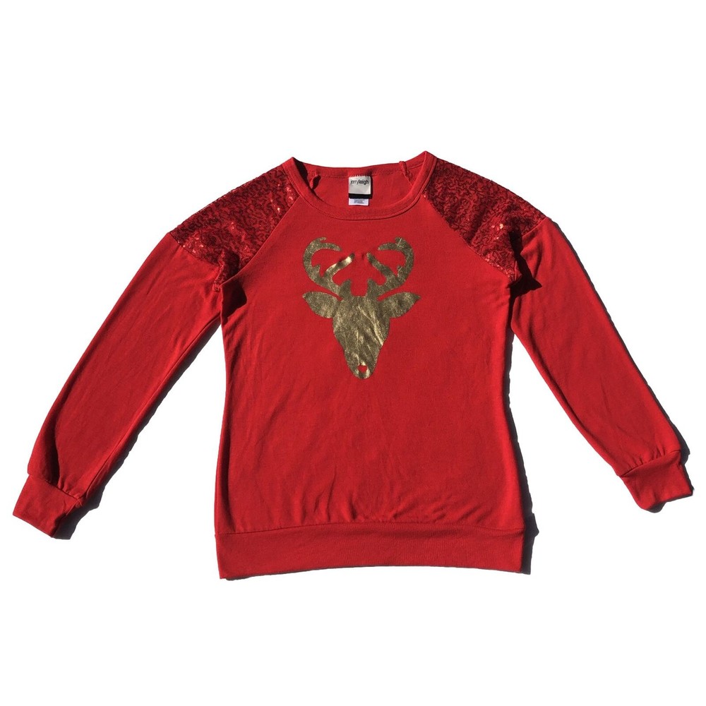 Red Nosed REINDEER Lightweight CHRISTMAS SWEATER Juniors Size M(7-9)